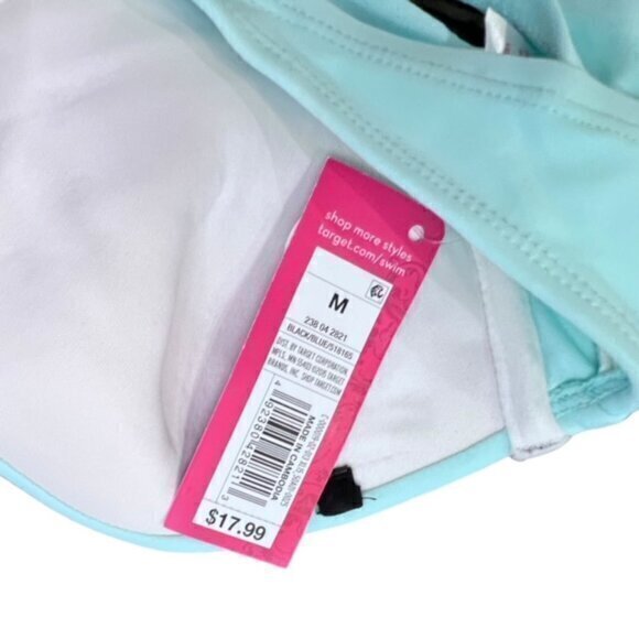 Xhilaration Bikini Top Underwire Molded Cups Push Up Mint Green Black Medium NWT - Picture 3 of 7